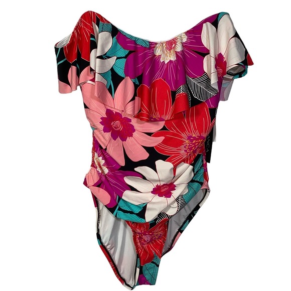 La Blanca Women's in Full Bloom Off the Shoulder Ruffle Swimsuit - Picture 1 of 9